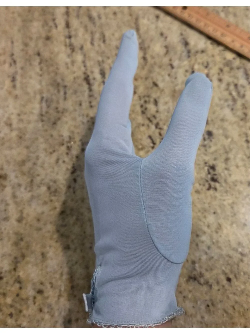 Vintage Womens Size S/M 6.5 Blue Nylon Stretch Formal Gloves Bow Wrist